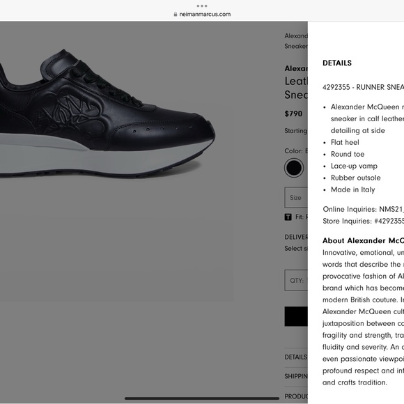 Alexander McQUEEN Leather Runner Sneaker Size 9.5 - Picture 2 of 4